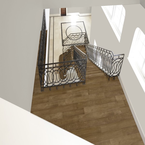 Builders Choice ES200 Earth Flooring (25% Split Boards) Installed in Staircase