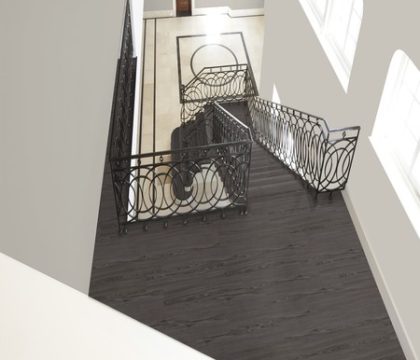 Pro-Tek™ Editions Classic Kingfisher Slate Luxury Click Vinyl Flooring Installed in Staircase