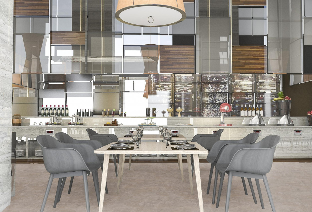 Pro-Tek™ Editions Tiles Natural Slate Luxury Vinyl Click Flooring Installed in a Modern Dining Area