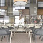 Pro-Tek™ Editions Tiles Natural Slate Luxury Vinyl Click Flooring Installed in a Modern Dining Area