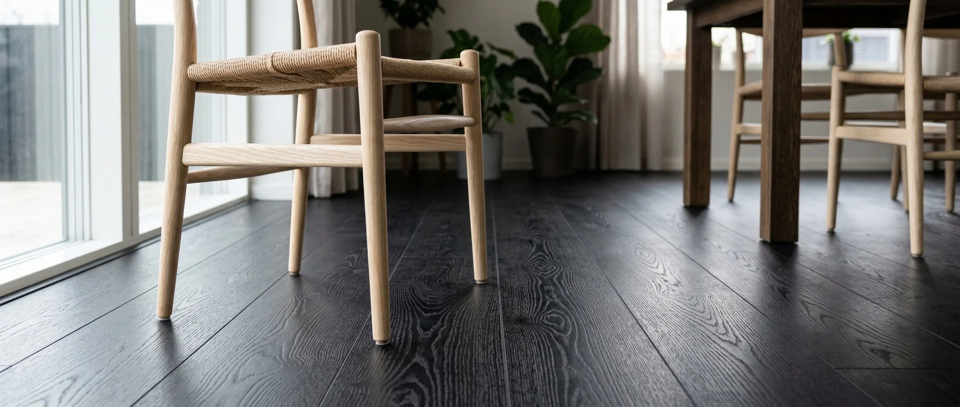 Black Laminate Flooring Furniture Contrast