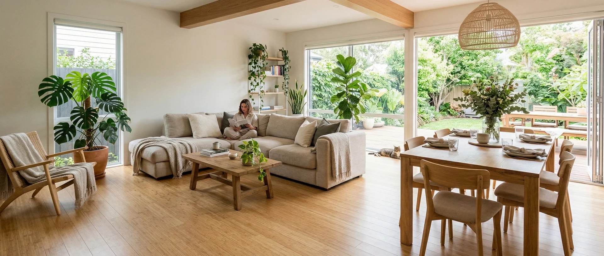 Horizontal Bamboo Flooring Living Room